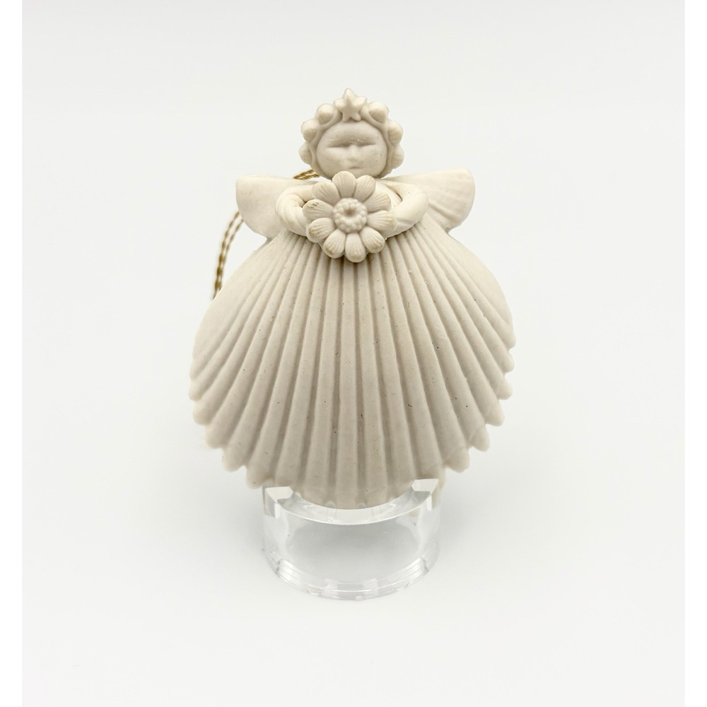 Vintage Margaret Furlong 1996 Daisy Angel Shell 2" Bisque Porcelain Ornament